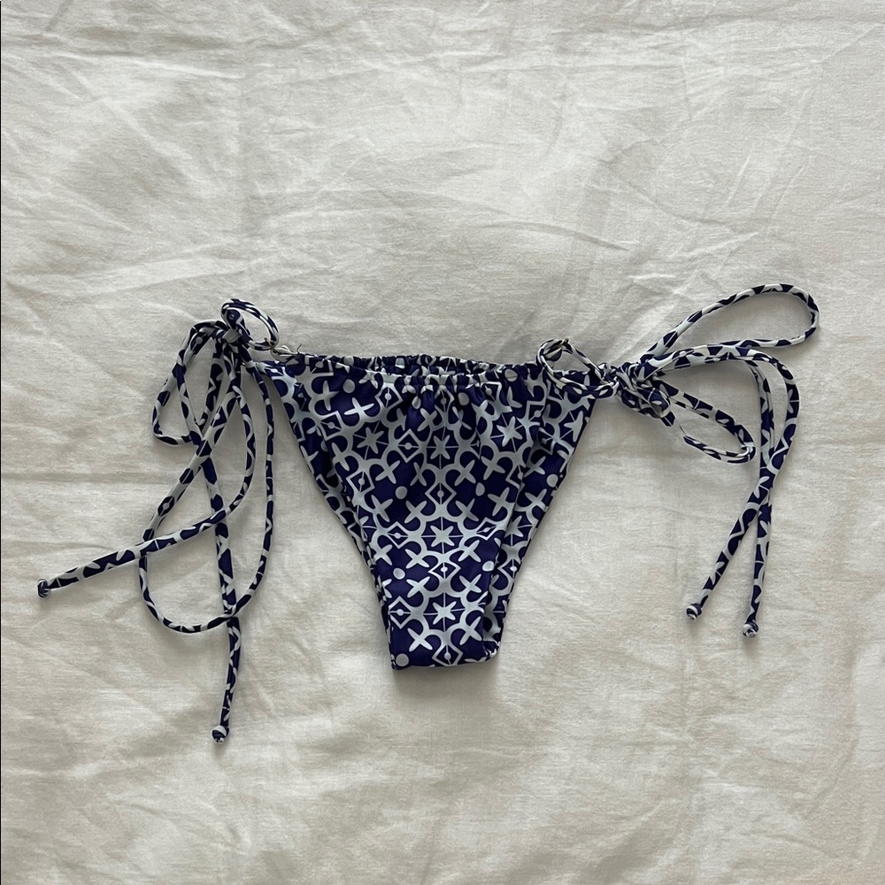 Navy and White Patterned Bikini Bottom